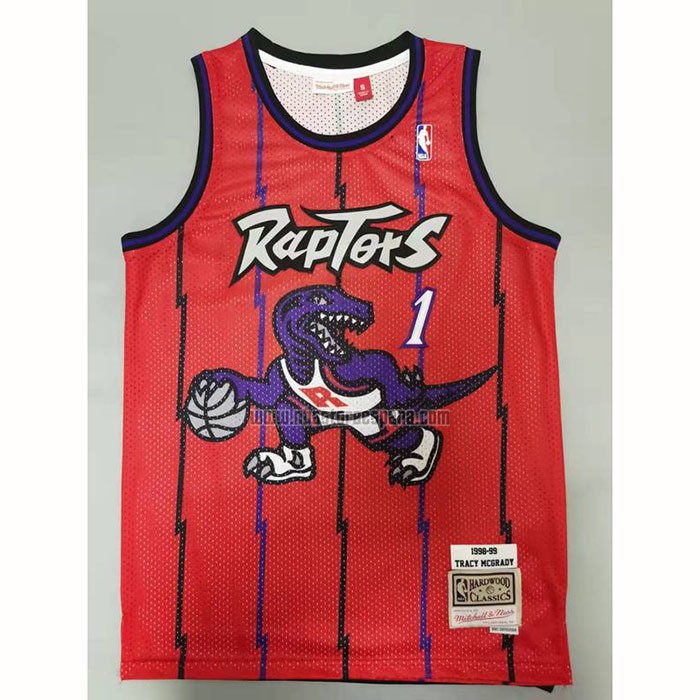 Camiseta Toronto Raptors Tracy McGrady NO 1 Mitchell & Ness 1998-99 Rojo
